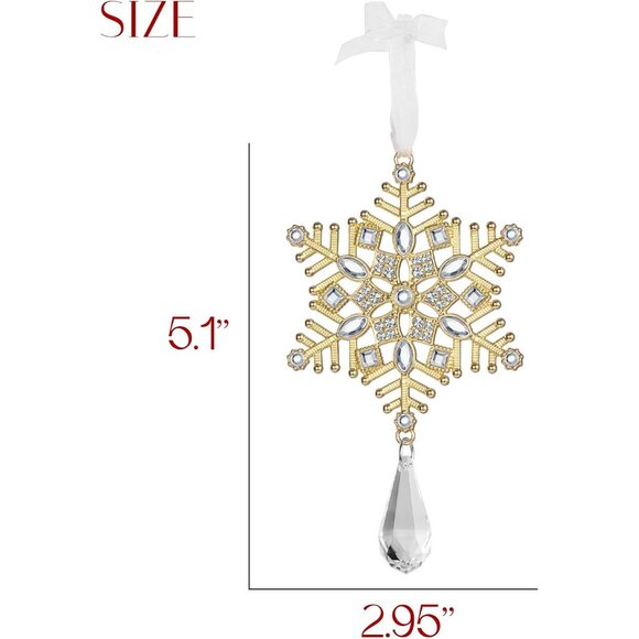 🆕Christmas Tree Ornaments Rhinestone Snowflake Hanging Pendant Charm Decorative - Picture 3 of 7